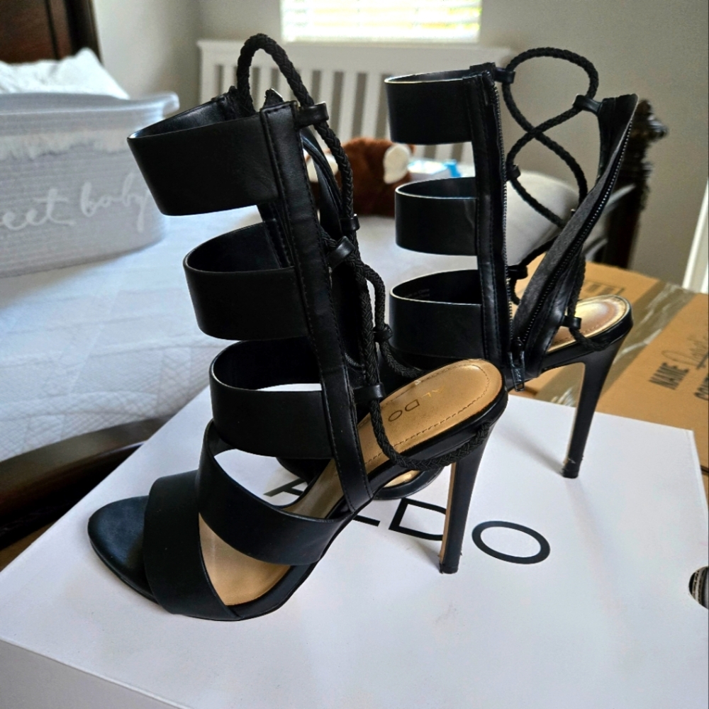 Aldo Black Strappy Heels for Women